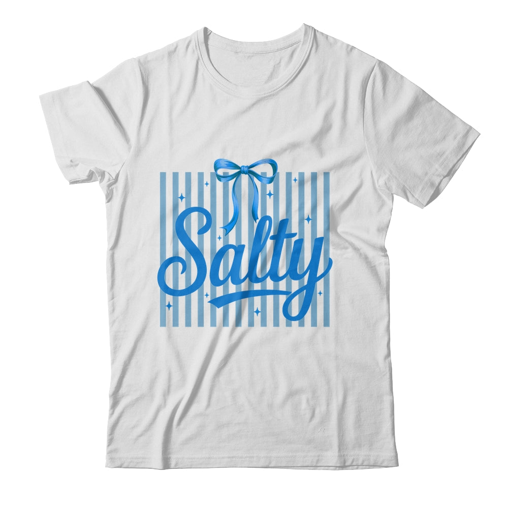 Salty Women Blue Stripes Bow Retro Summer Outfit Beach Vibes Shirt & Tank Top | teecentury