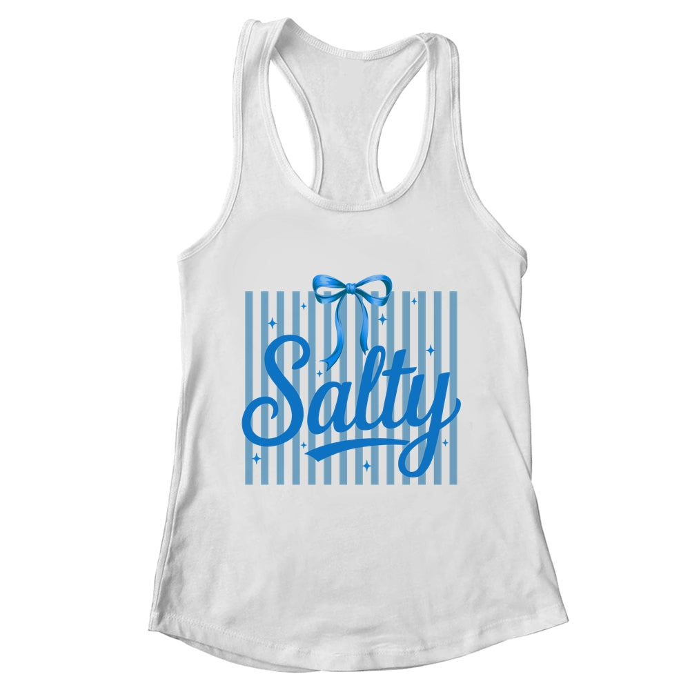 Salty Women Blue Stripes Bow Retro Summer Outfit Beach Vibes Shirt & Tank Top | teecentury