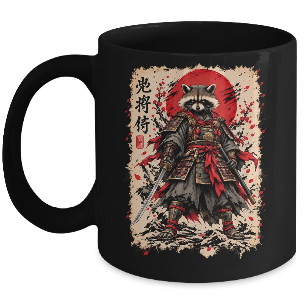 Samurai Raccoon Japanese Warrior Art Vintage Anime Graphic Mug | teecentury