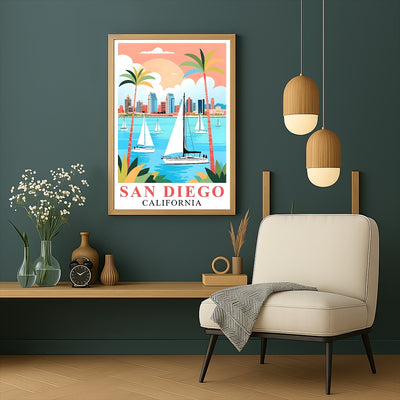 San Diego Travel Print Poster California Balboa Park Souvenir Wall Art Landscape Picture Suitable For Home Room Living Room Office Bedroom Decor Unframed | teecentury