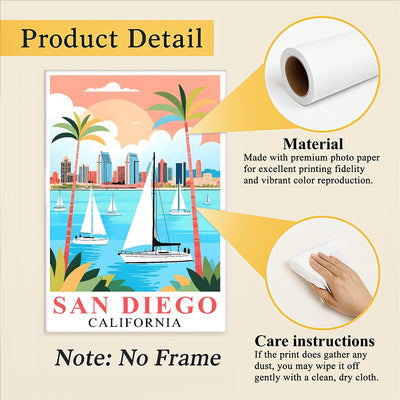 San Diego Travel Print Poster California Balboa Park Souvenir Wall Art Landscape Picture Suitable For Home Room Living Room Office Bedroom Decor Unframed | teecentury