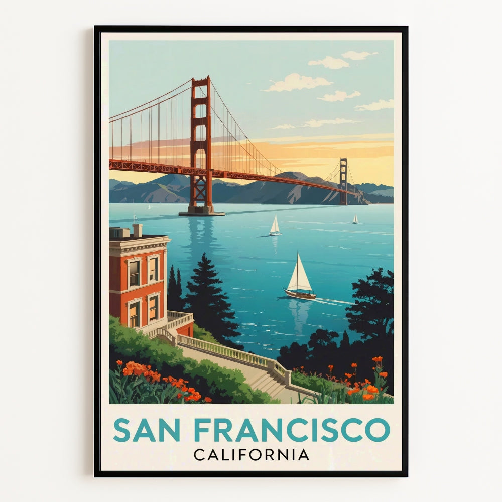 San Francisco California Poster Vintage Travel Landscape Wall Decor Wall Art Posters Prints Paintings Pictures For Living Room Bedroom Decoration Unframed | teecentury