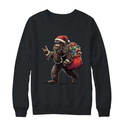 Santa Bigfoot Christmas Lights Funny Sasquatch Believe Shirt & Sweatshirt | teecentury