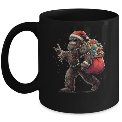 Santa Bigfoot Christmas Lights Funny Sasquatch Believe Mug | teecentury