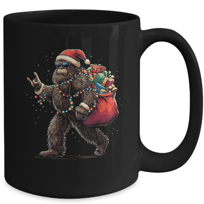 Santa Bigfoot Christmas Lights Funny Sasquatch Believe Mug | teecentury