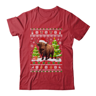 Santa Bison Animal Xmas Lighting Ugly Bison Christmas Shirt & Sweatshirt | teecentury