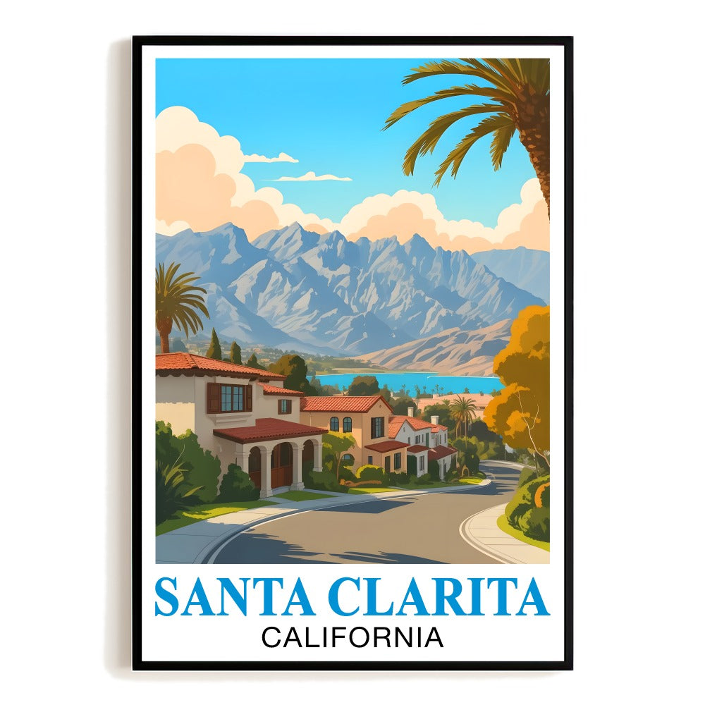 Santa Clarita California Vintage Travel Poster Stunning Mountain Bay Coastal Views Souvenir Wall Art Landscape Print Ideal For Home Office Living Room Decor Unframed | teecentury