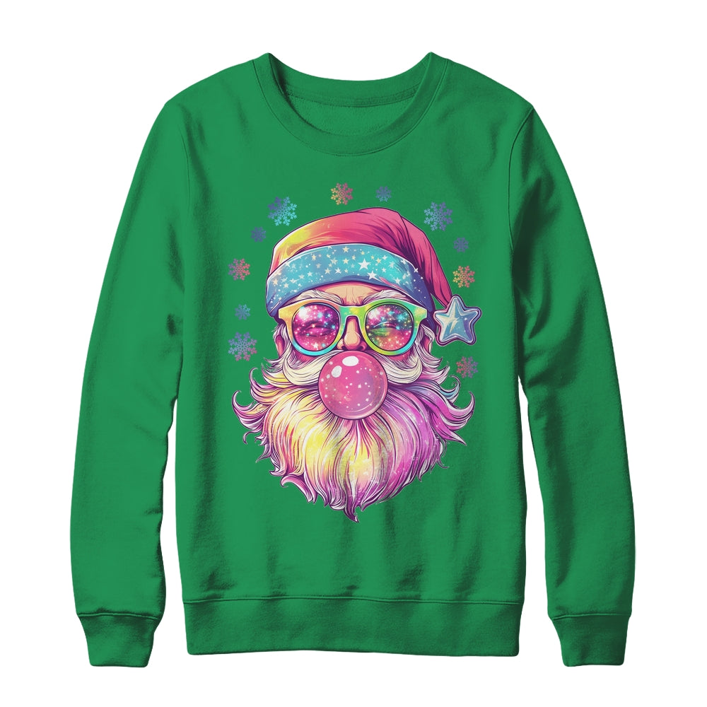Santa Claus Blowing Pink Bubble Sunglasses Merry Christmas Shirt & Sweatshirt | teecentury