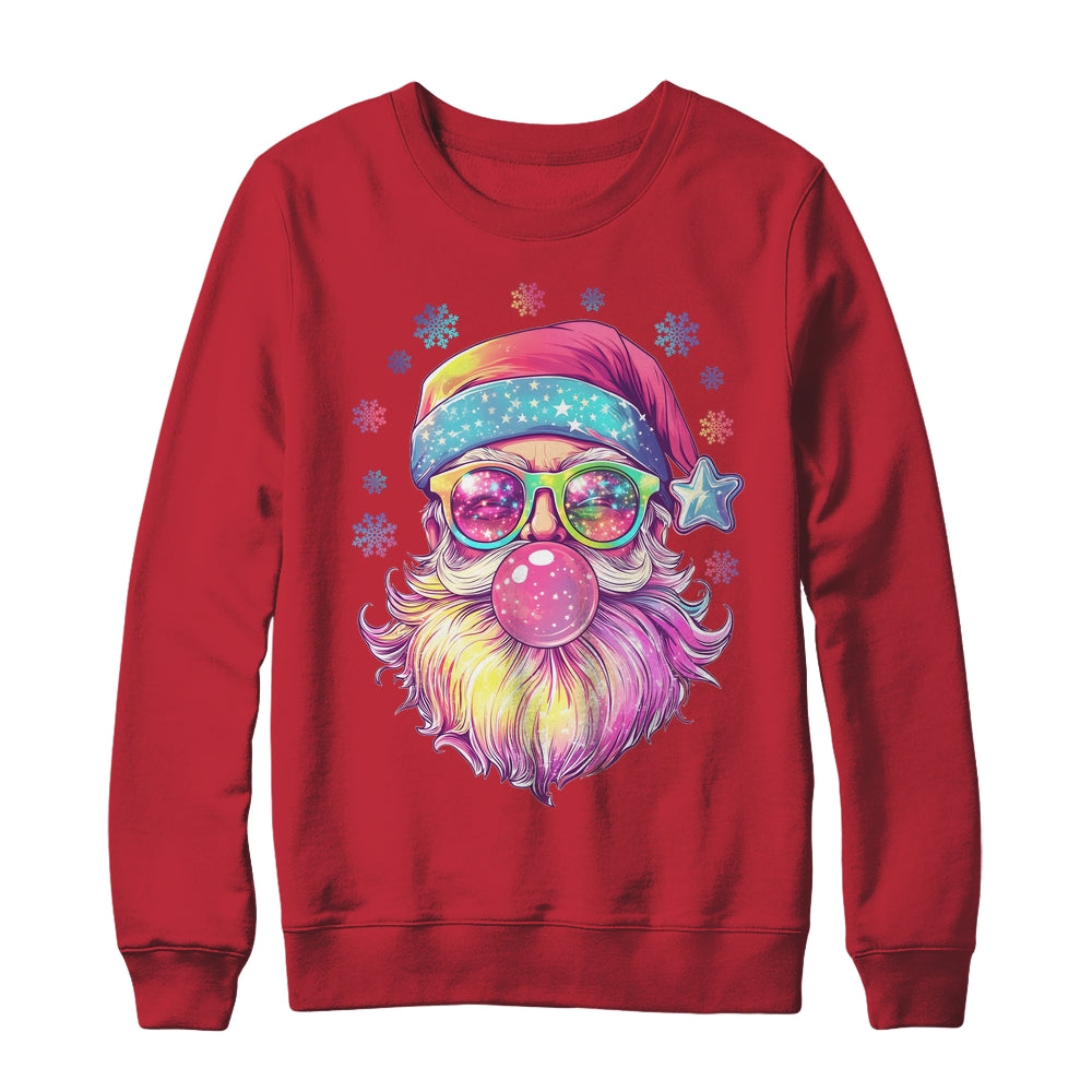 Santa Claus Blowing Pink Bubble Sunglasses Merry Christmas Shirt & Sweatshirt | teecentury