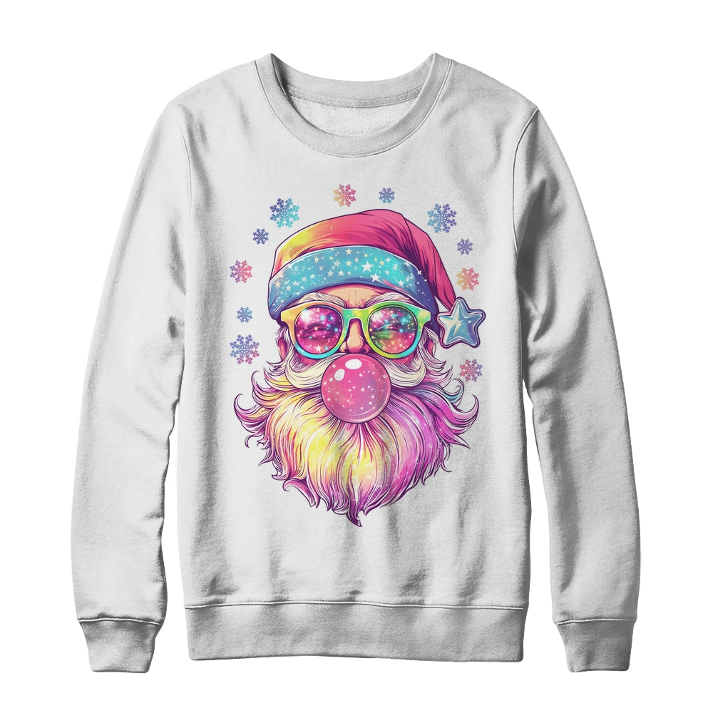 Santa Claus Blowing Pink Bubble Sunglasses Merry Christmas Shirt & Sweatshirt | teecentury