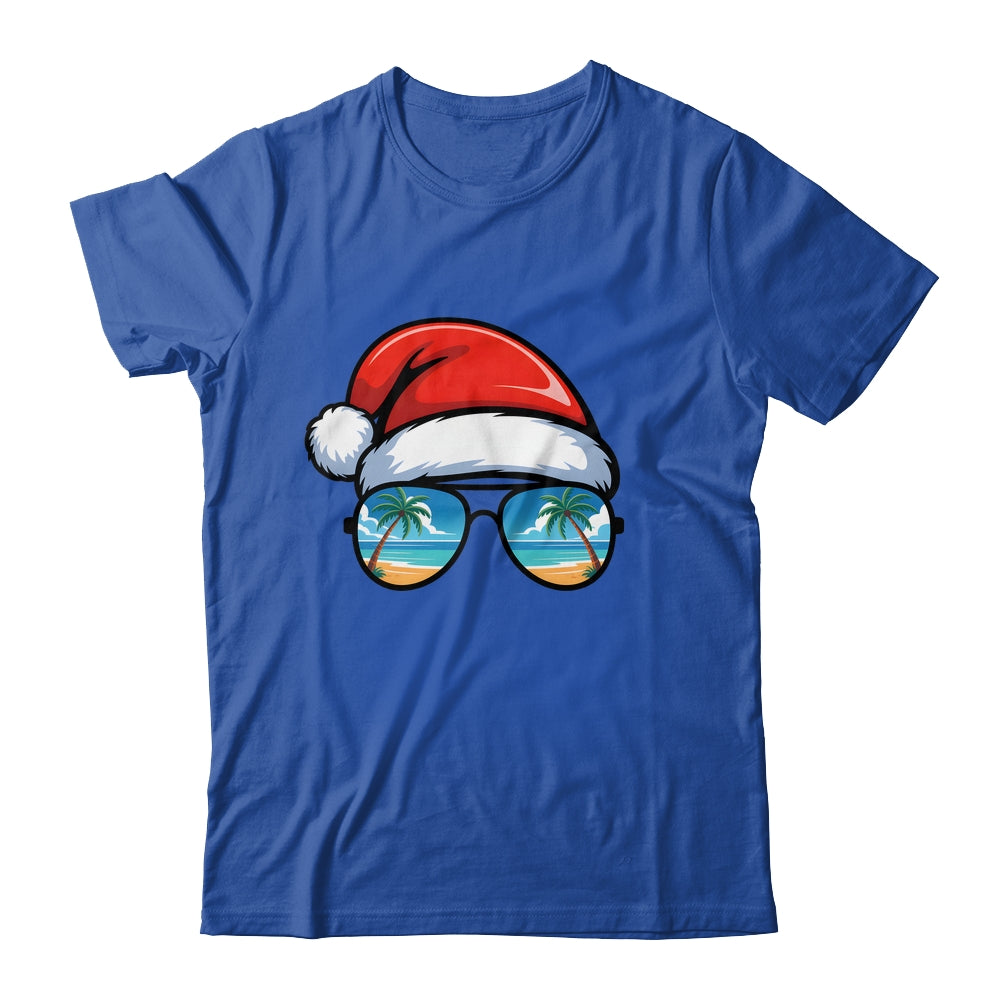 Santa Claus Hat Sunglasses Beach Christmas In July Summer Shirt & Tank Top | teecentury