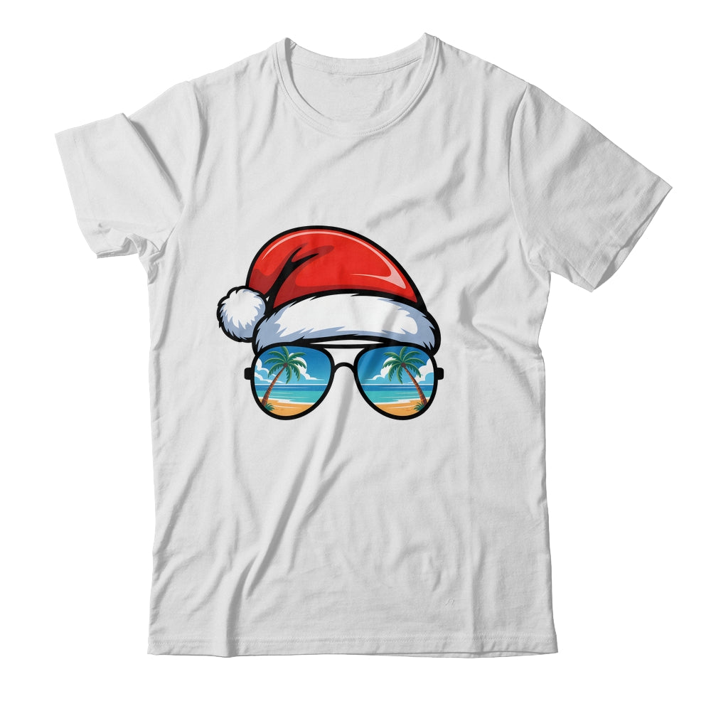 Santa Claus Hat Sunglasses Beach Christmas In July Summer Shirt & Tank Top | teecentury