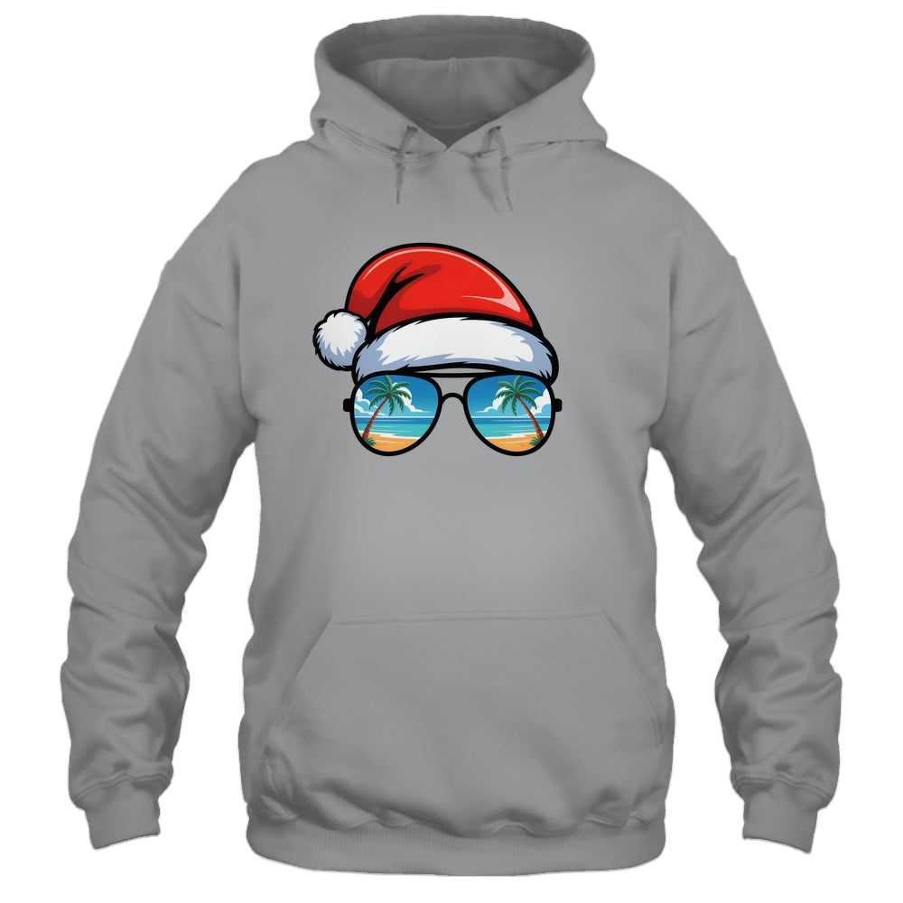 Santa Claus Hat Sunglasses Beach Christmas In July Summer Shirt & Tank Top | teecentury