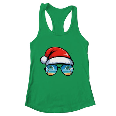 Santa Claus Hat Sunglasses Beach Christmas In July Summer Shirt & Tank Top | teecentury
