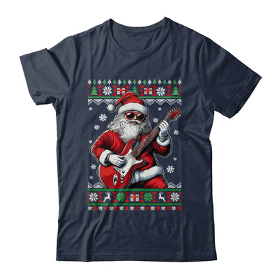 Santa Claus Playing Guitar Musician Guitarist Ugly Christmas Shirt & Sweatshirt | teecentury