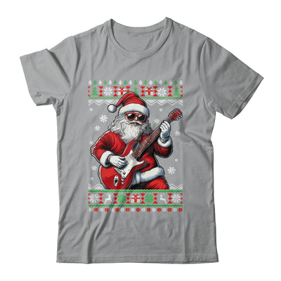 Santa Claus Playing Guitar Musician Guitarist Ugly Christmas Shirt & Sweatshirt | teecentury