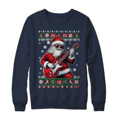 Santa Claus Playing Guitar Musician Guitarist Ugly Christmas Shirt & Sweatshirt | teecentury