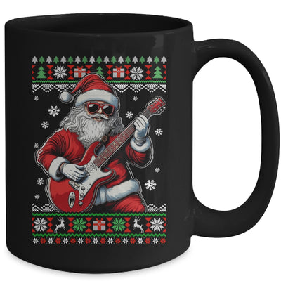 Santa Claus Playing Guitar Musician Guitarist Ugly Christmas Mug | teecentury