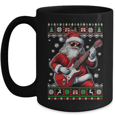 Santa Claus Playing Guitar Musician Guitarist Ugly Christmas Mug | teecentury