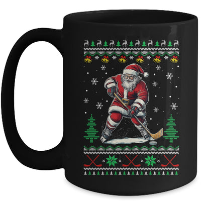 Santa Claus Playing Ice Hockey Ugly Christmas Hockey Player Mug | teecentury