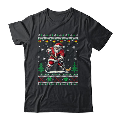 Santa Claus Playing Ice Hockey Ugly Christmas Hockey Player Shirt & Sweatshirt | teecentury
