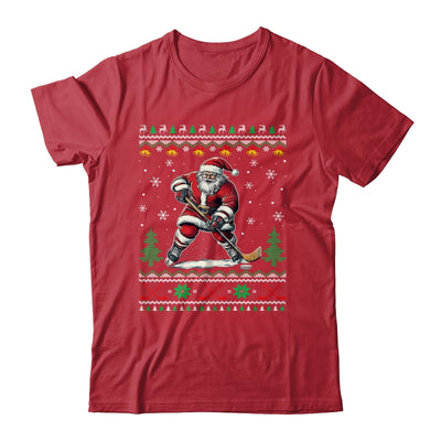 Santa Claus Playing Ice Hockey Ugly Christmas Hockey Player Shirt & Sweatshirt | teecentury
