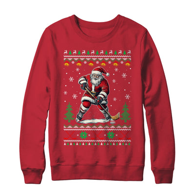 Santa Claus Playing Ice Hockey Ugly Christmas Hockey Player Shirt & Sweatshirt | teecentury