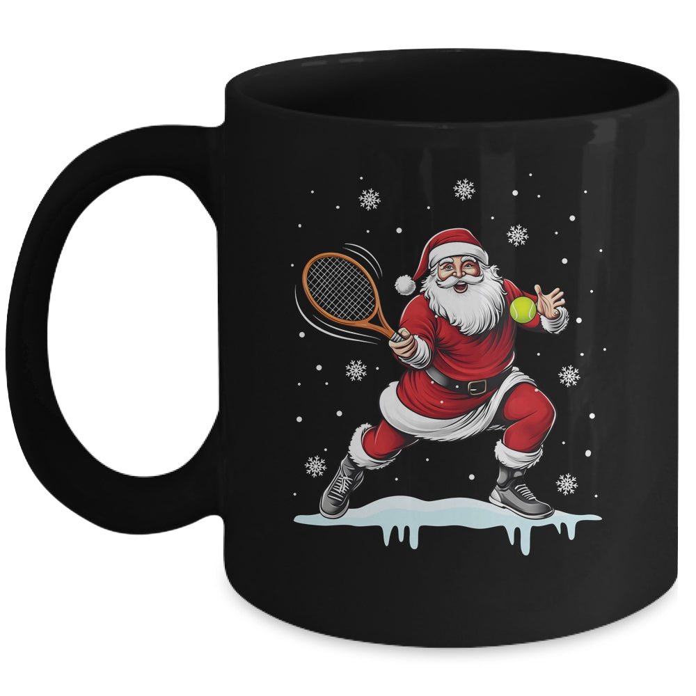 Santa Claus Playing Tennis Christmas Xmas Tennis Player Men Mug | teecentury