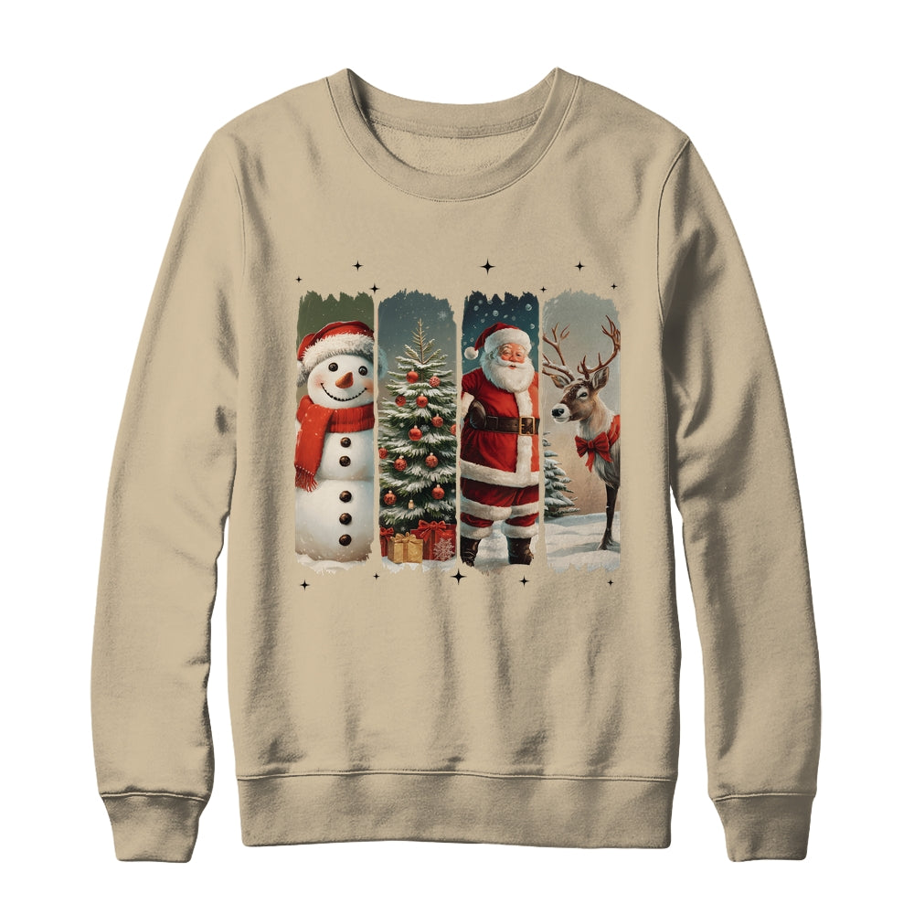 Santa Claus Vintage Christmas Coquette Bow Reindeer Snowman Shirt & Sweatshirt | teecentury