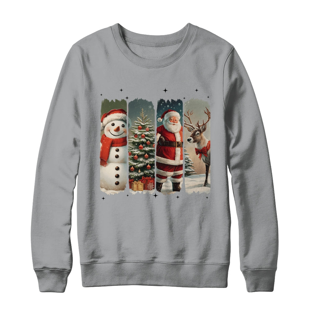 Santa Claus Vintage Christmas Coquette Bow Reindeer Snowman Shirt & Sweatshirt | teecentury