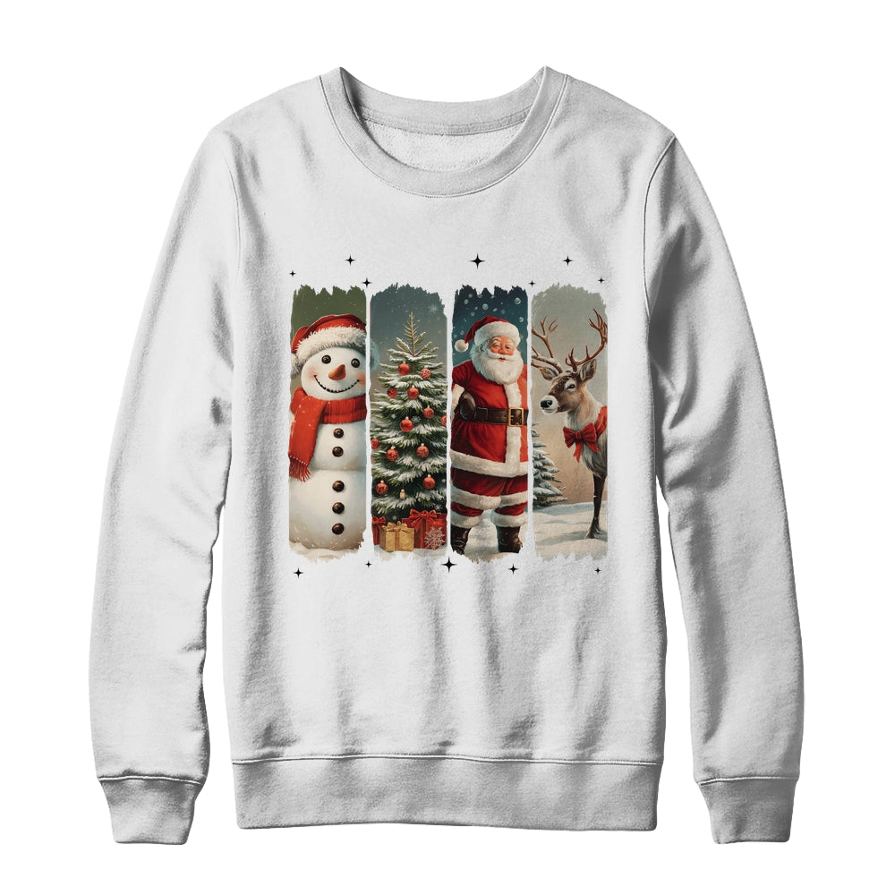 Santa Claus Vintage Christmas Coquette Bow Reindeer Snowman Shirt & Sweatshirt | teecentury
