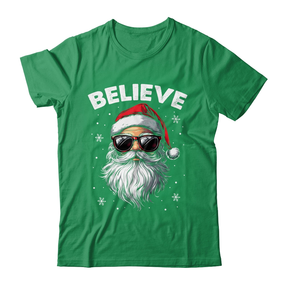Santa Face Sunglasses Believe Christmas Xmas For Boys Mens Shirt & Sweatshirt | teecentury