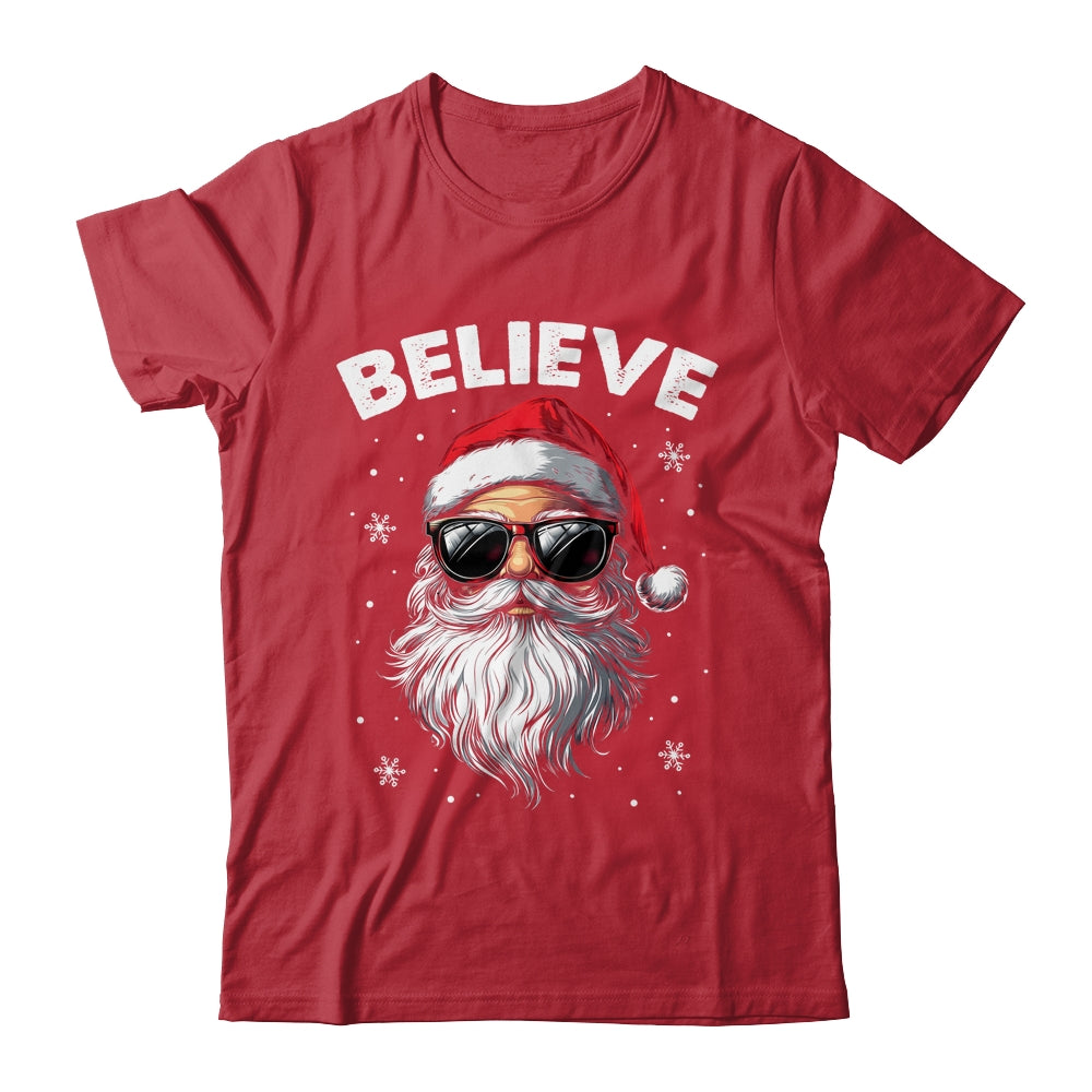 Santa Face Sunglasses Believe Christmas Xmas For Boys Mens Shirt & Sweatshirt | teecentury