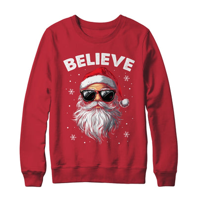 Santa Face Sunglasses Believe Christmas Xmas For Boys Mens Shirt & Sweatshirt | teecentury