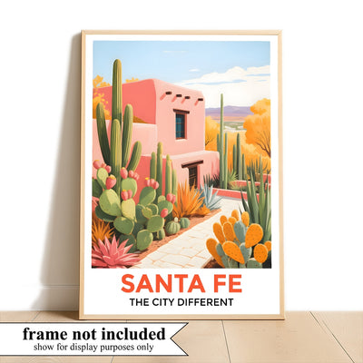 Santa Fe Print Travel Poster Southwestern Desert City Different Souvenir Wall Art Landscape Painting Ideal Gift For Home Living Room Office Bedroom Decor Unframed | teecentury