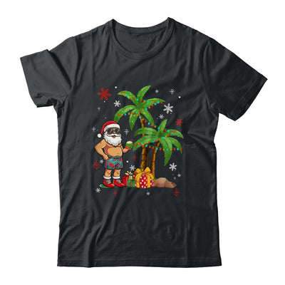 Santa Hawaiian Hawaii Christmas Palm Tree Lights Xmas Funny Shirt & Sweatshirt | teecentury