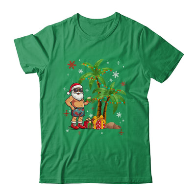 Santa Hawaiian Hawaii Christmas Palm Tree Lights Xmas Funny Shirt & Sweatshirt | teecentury