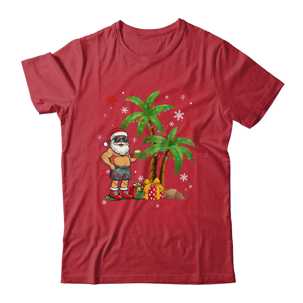 Santa Hawaiian Hawaii Christmas Palm Tree Lights Xmas Funny Shirt & Sweatshirt | teecentury