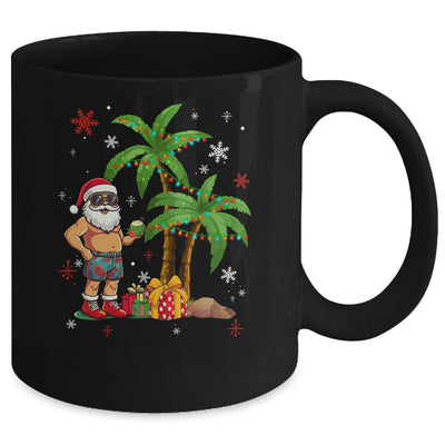 Santa Hawaiian Hawaii Christmas Palm Tree Lights Xmas Funny Mug | teecentury