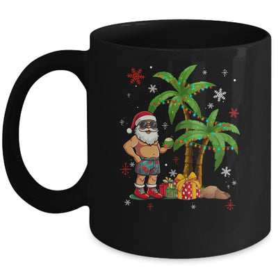 Santa Hawaiian Hawaii Christmas Palm Tree Lights Xmas Funny Mug | teecentury