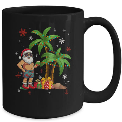 Santa Hawaiian Hawaii Christmas Palm Tree Lights Xmas Funny Mug | teecentury