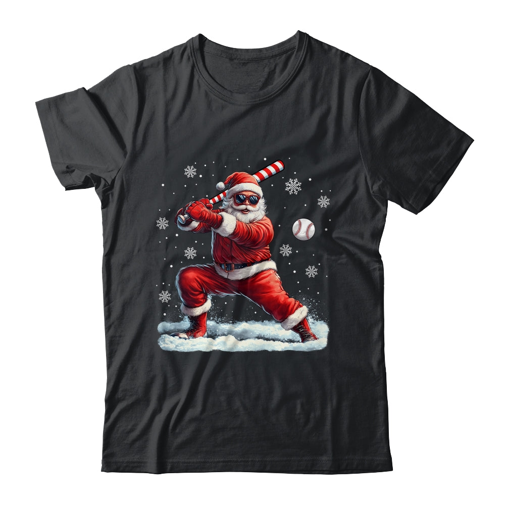 Santa Playing Baseball Christmas Baseball Player Men Boys Xmas Shirt & Sweatshirt | teecentury