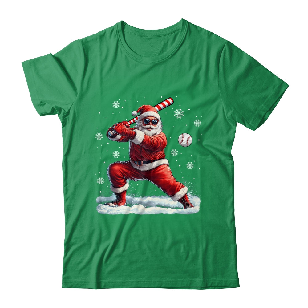 Santa Playing Baseball Christmas Baseball Player Men Boys Xmas Shirt & Sweatshirt | teecentury