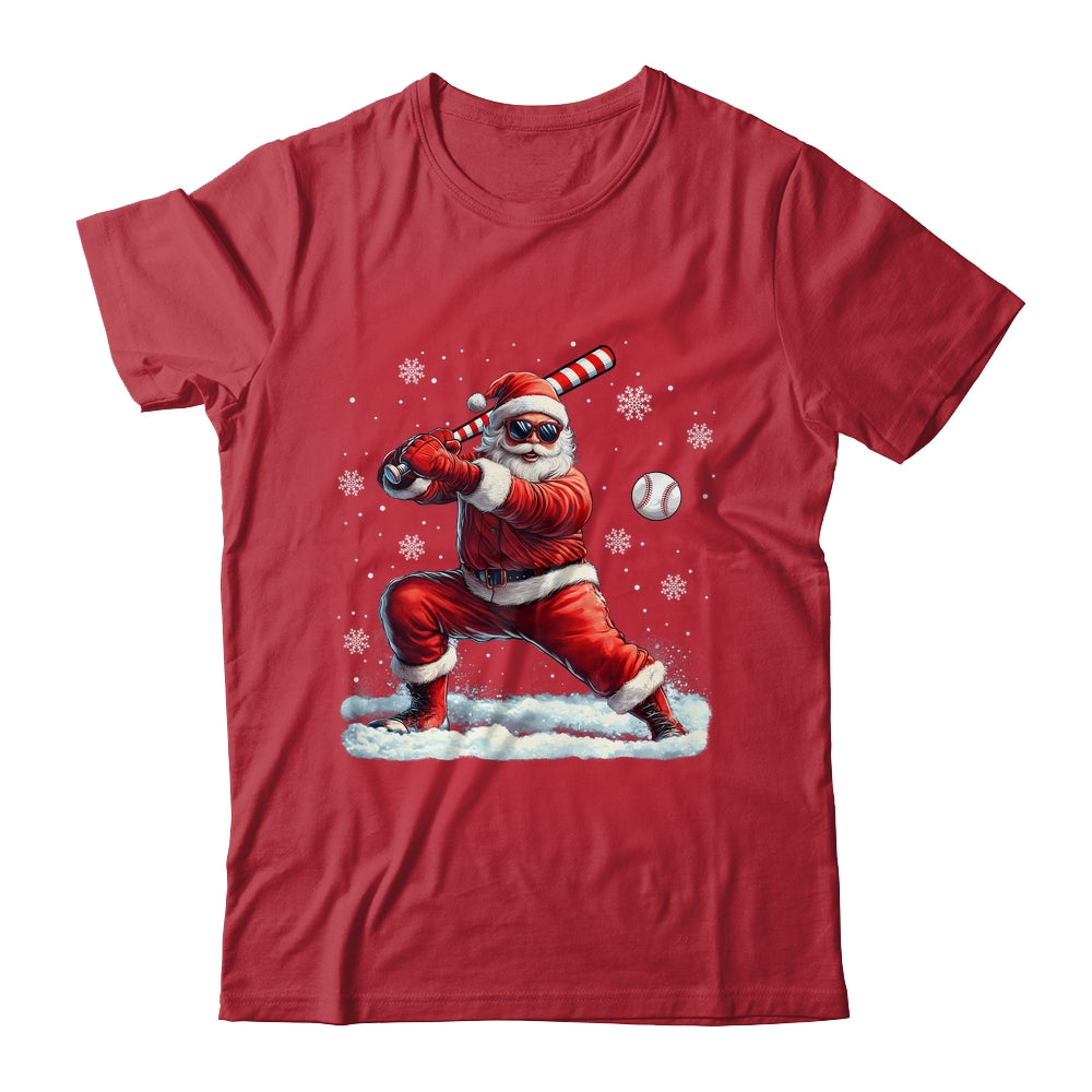 Santa Playing Baseball Christmas Baseball Player Men Boys Xmas Shirt & Sweatshirt | teecentury