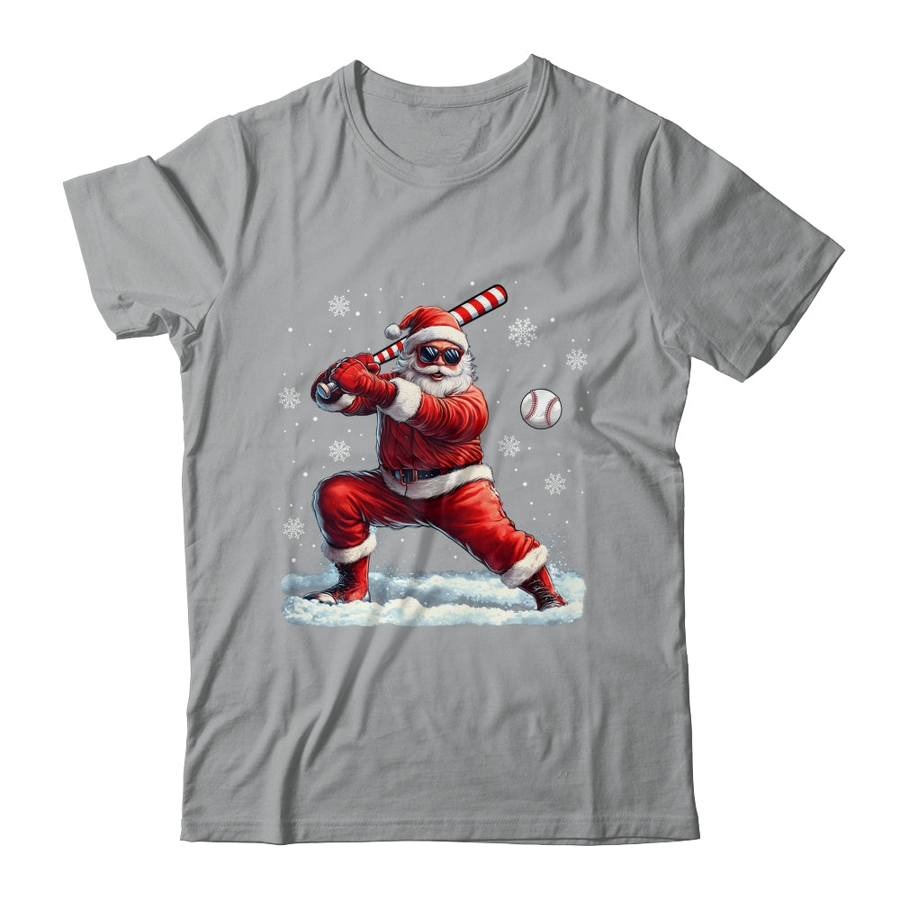 Santa Playing Baseball Christmas Baseball Player Men Boys Xmas Shirt & Sweatshirt | teecentury