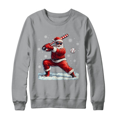 Santa Playing Baseball Christmas Baseball Player Men Boys Xmas Shirt & Sweatshirt | teecentury