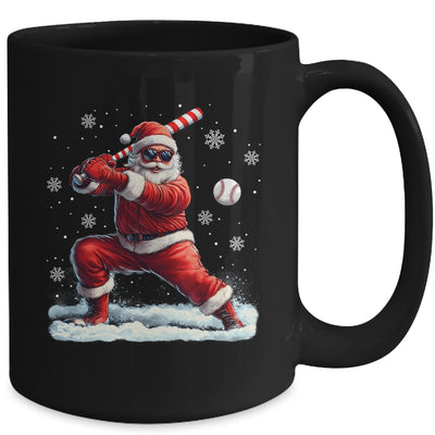 Santa Playing Baseball Christmas Baseball Player Men Boys Xmas Mug | teecentury