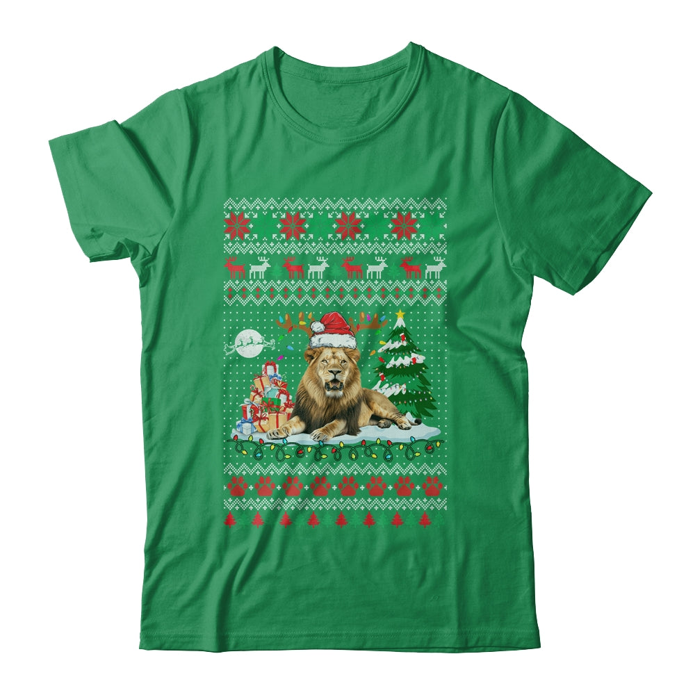 Santa Reindeer Lion Ugly Christmas Xmas Ornaments Family Shirt & Sweatshirt | teecentury