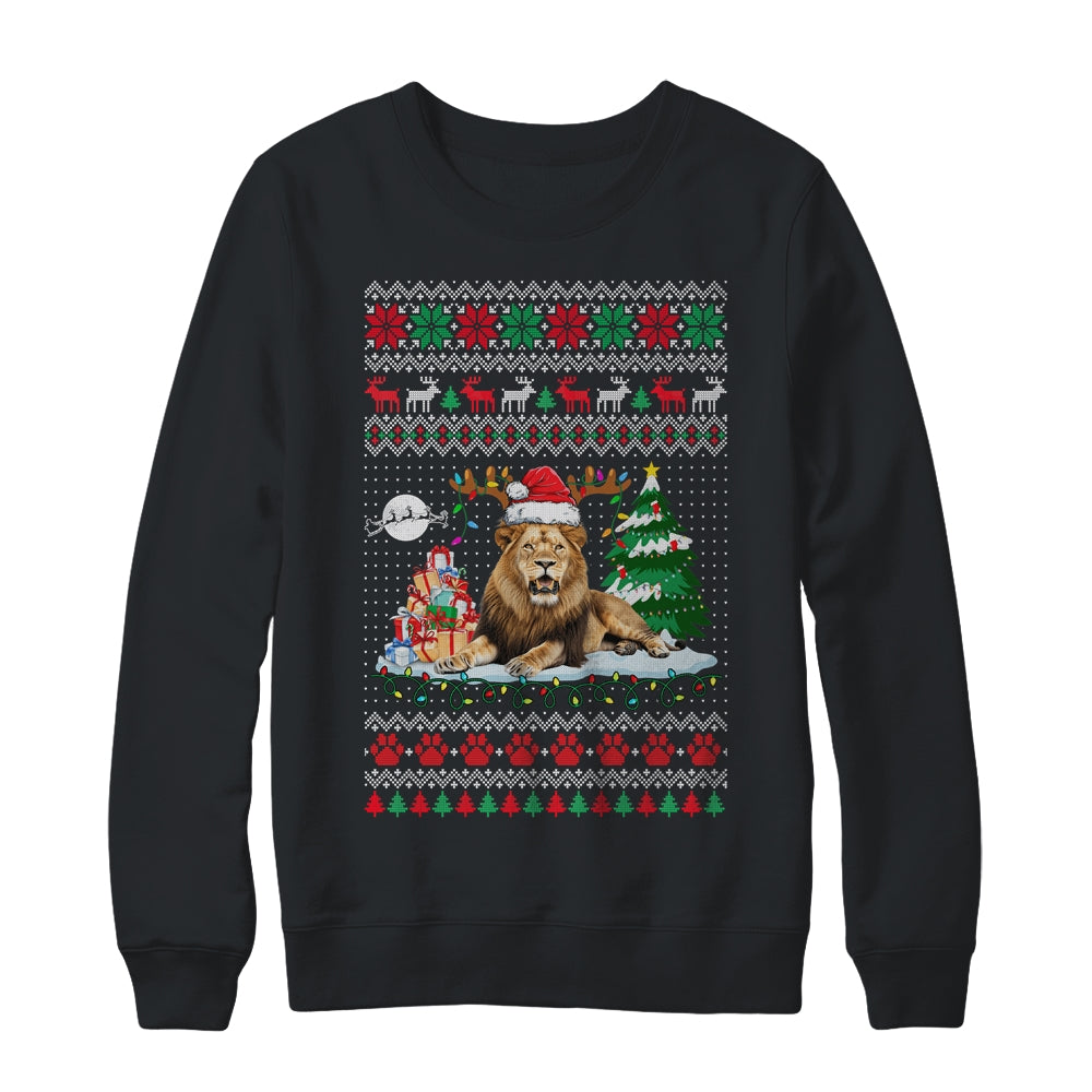Santa Reindeer Lion Ugly Christmas Xmas Ornaments Family Shirt & Sweatshirt | teecentury