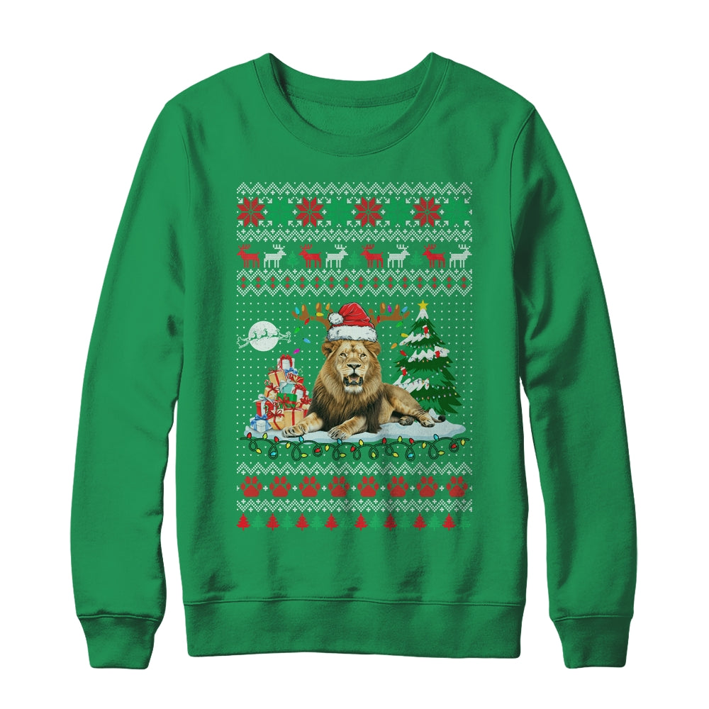 Santa Reindeer Lion Ugly Christmas Xmas Ornaments Family Shirt & Sweatshirt | teecentury
